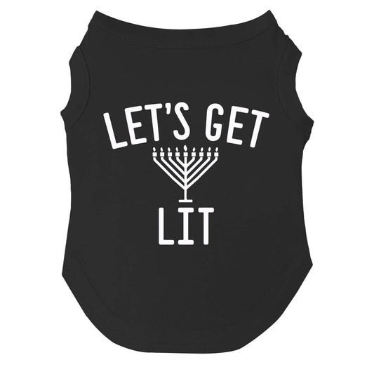 Let’s Get Lit Dog Tee | Hanukkah Pet Outfit | Soft Cotton Blend | Made in USA