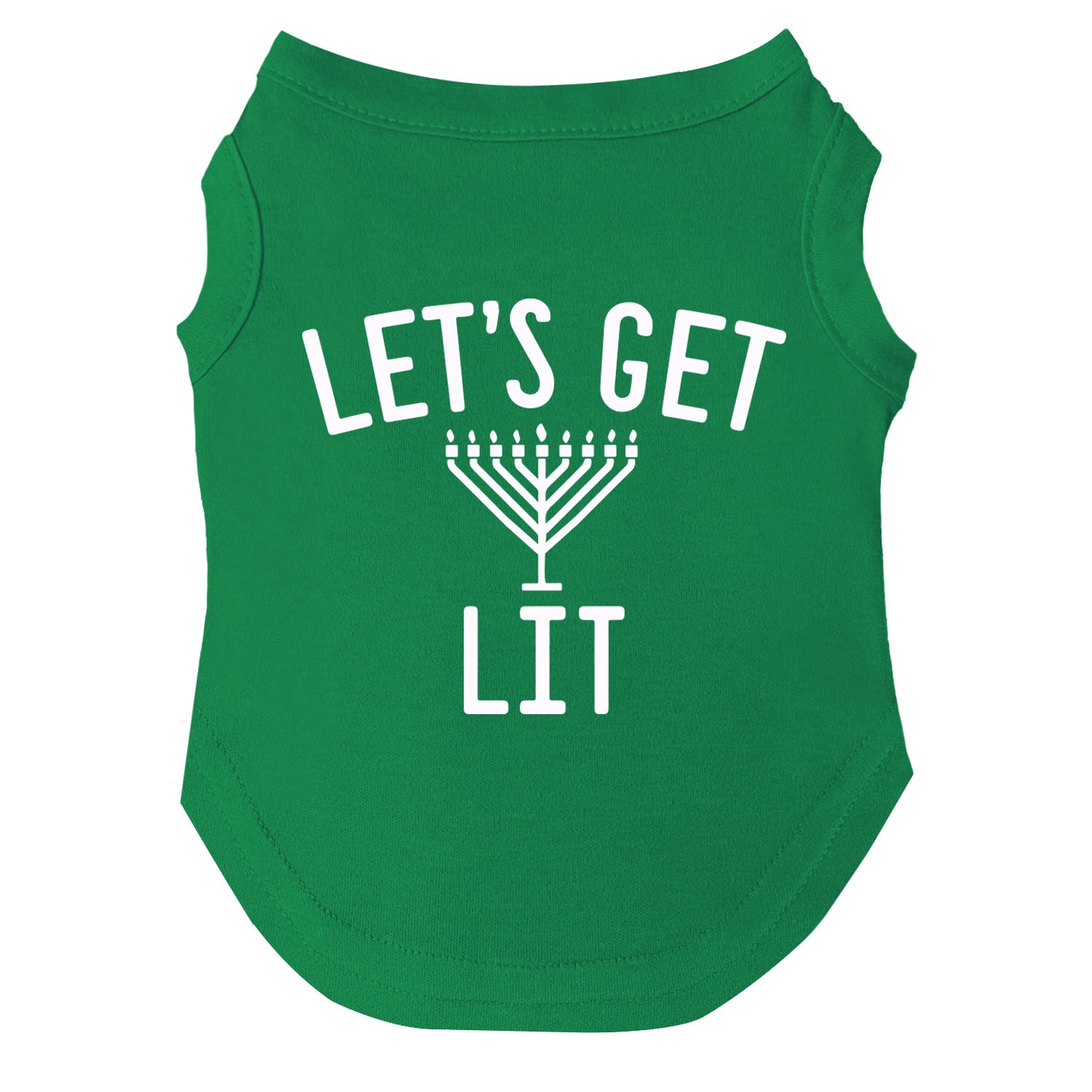 Let’s Get Lit Dog Tee | Hanukkah Pet Outfit | Soft Cotton Blend | Made in USA