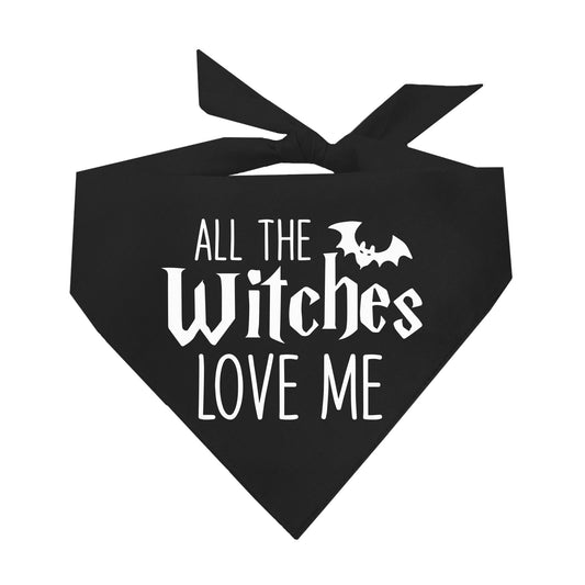 All The Witches Love Me Halloween Triangle Dog Bandana