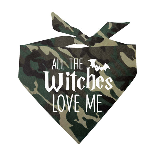 All The Witches Love Me Halloween Triangle Dog Bandana