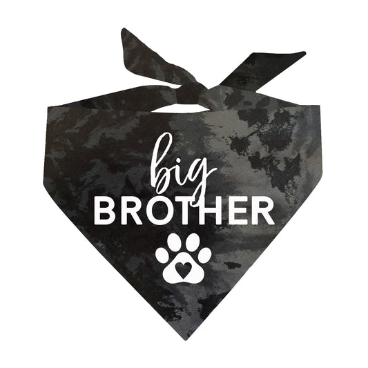 Big Brother Heart Paw Scrunch Tie Dye Pattern Triangle Dog Bandana