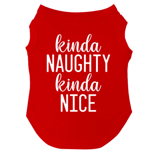 Kinda Naughty Kinda Nice Dog Tee | Christmas Pet Outfit | Soft Cotton Blend | Made in USA