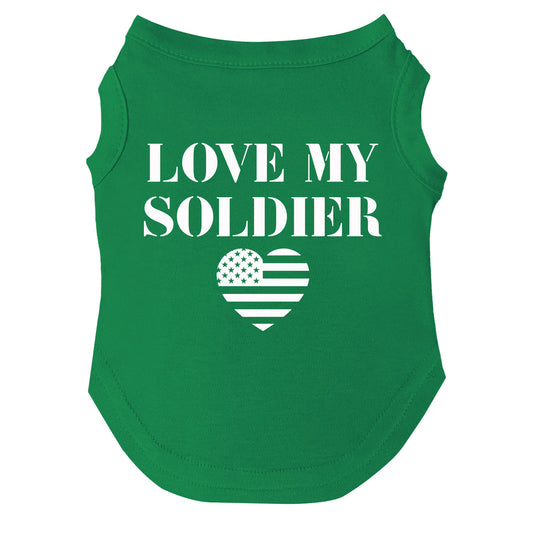 Love My Soldier Dog Tee | Soft Cotton Blend | Made in USA | Military Pet Outfit