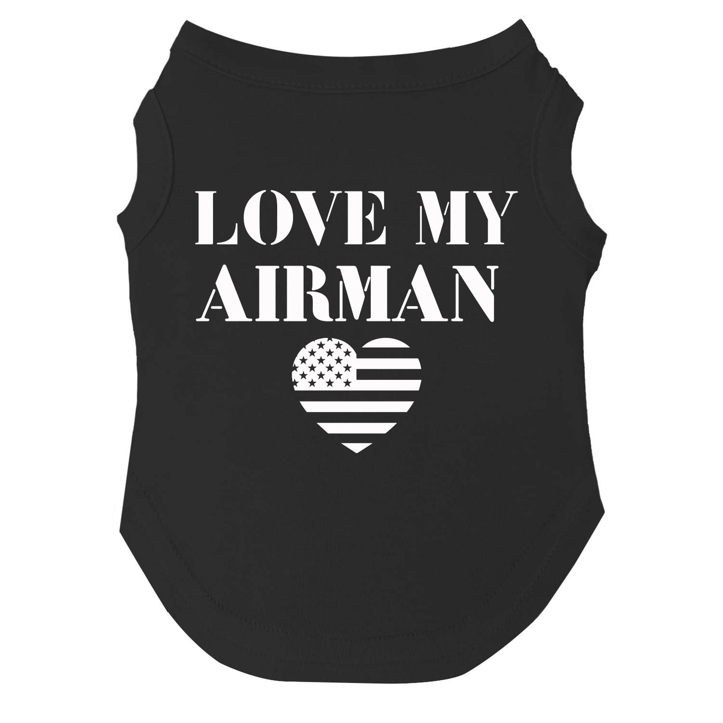 Love My Airman Dog Tee | Soft Cotton Blend | Made in USA | Military Pet Outfit