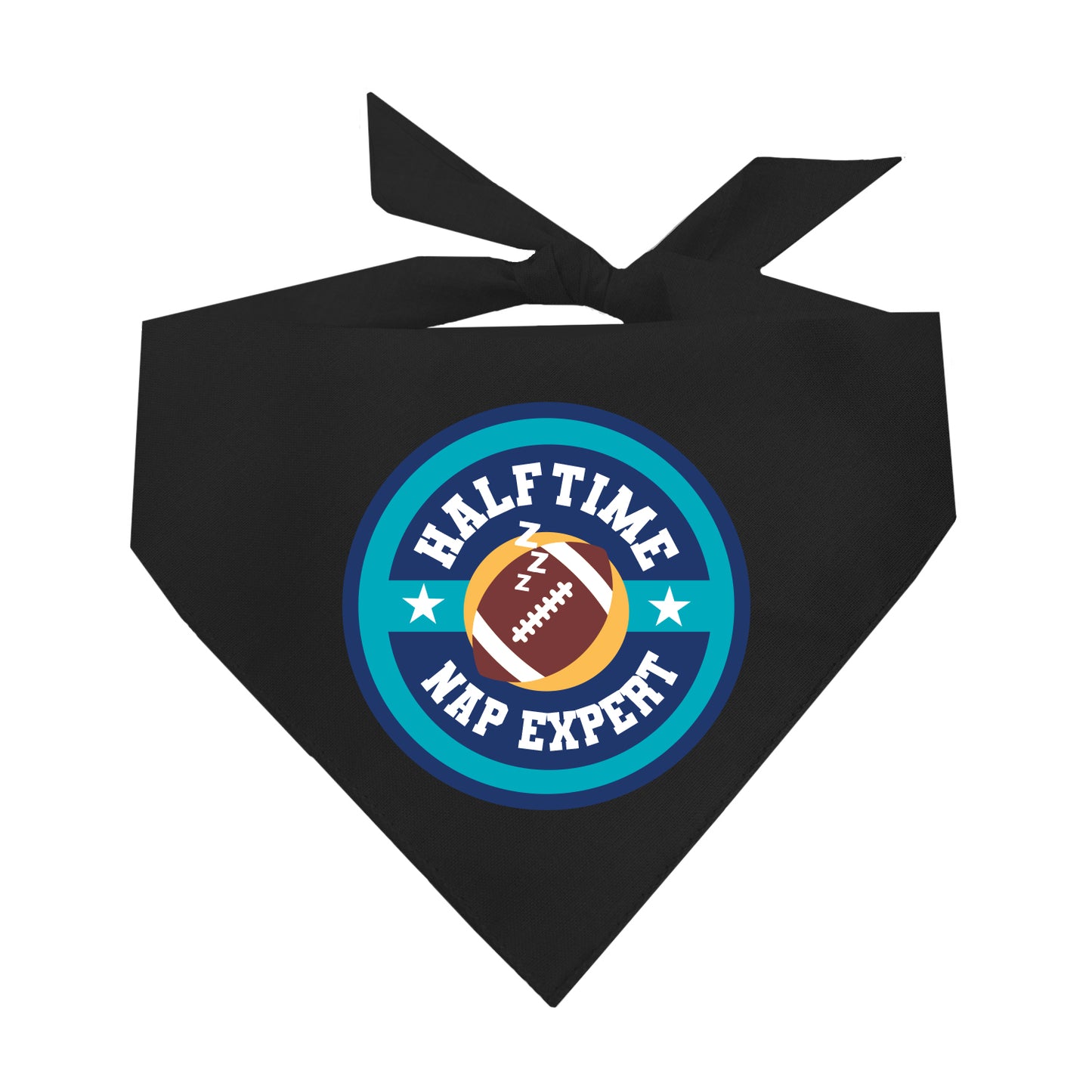 Halftime Nap Expert Dog Bandana | 100% Natural Cotton Triangle | Made in USA | Funny Football Pet Accessory