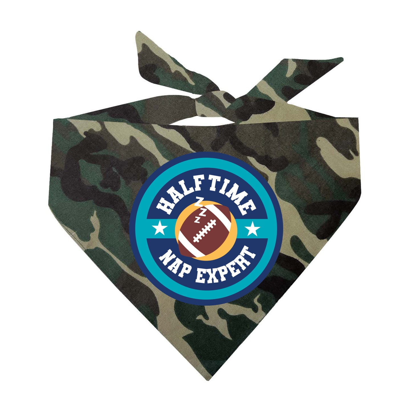 Halftime Nap Expert Dog Bandana | 100% Natural Cotton Triangle | Made in USA | Funny Football Pet Accessory
