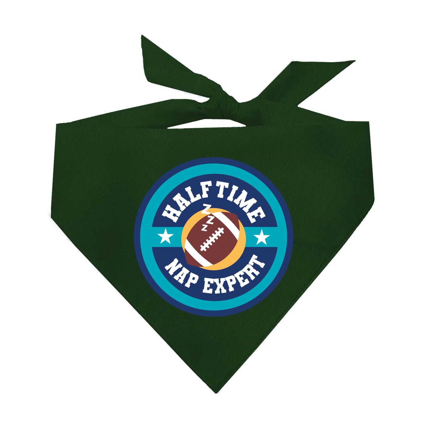 Halftime Nap Expert Dog Bandana | 100% Natural Cotton Triangle | Made in USA | Funny Football Pet Accessory