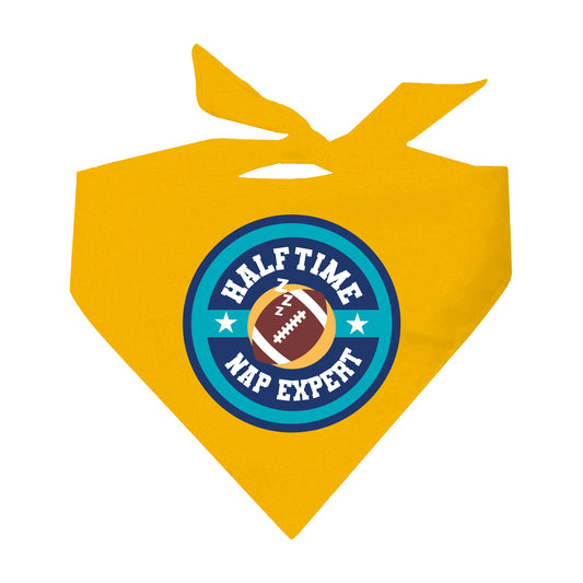 Halftime Nap Expert Dog Bandana | 100% Natural Cotton Triangle | Made in USA | Funny Football Pet Accessory