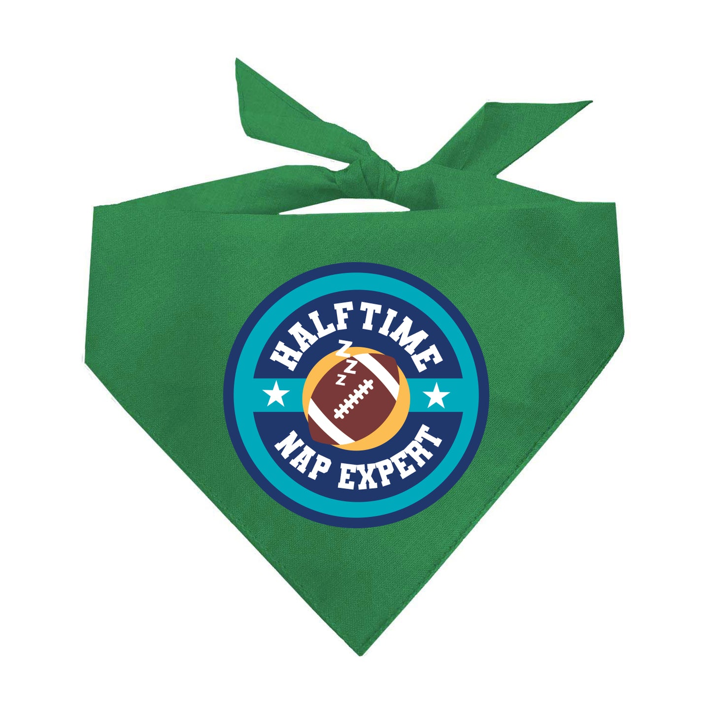 Halftime Nap Expert Dog Bandana | 100% Natural Cotton Triangle | Made in USA | Funny Football Pet Accessory
