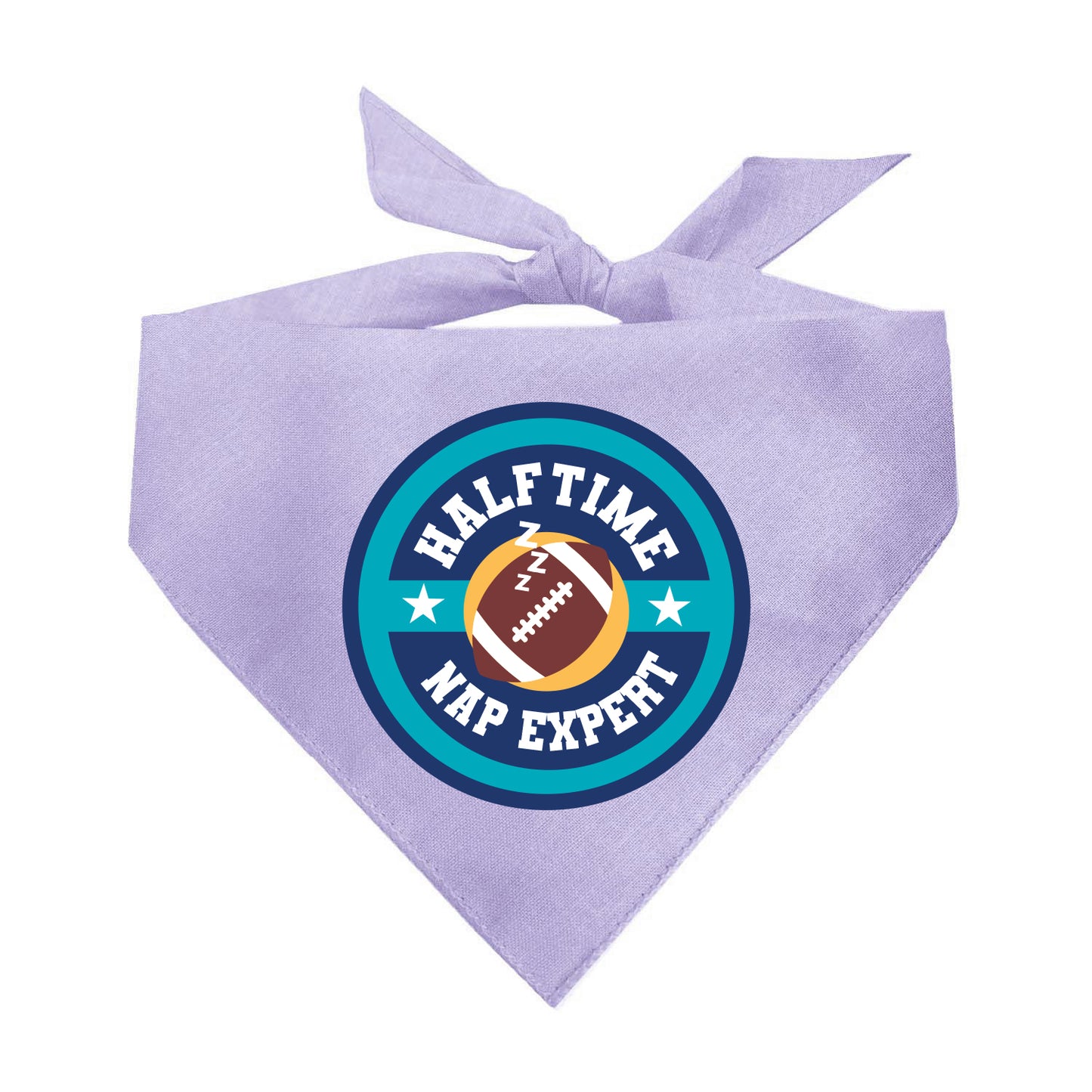 Halftime Nap Expert Dog Bandana | 100% Natural Cotton Triangle | Made in USA | Funny Football Pet Accessory