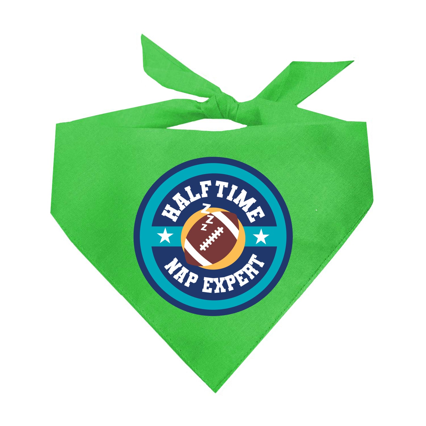 Halftime Nap Expert Dog Bandana | 100% Natural Cotton Triangle | Made in USA | Funny Football Pet Accessory