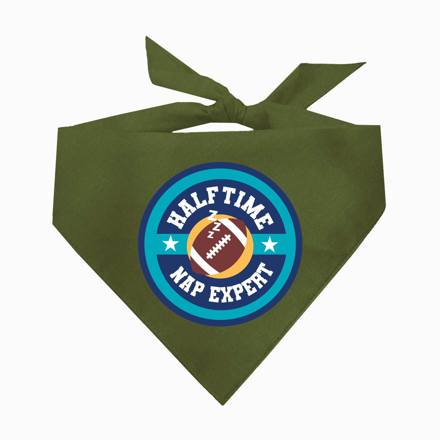 Halftime Nap Expert Dog Bandana | 100% Natural Cotton Triangle | Made in USA | Funny Football Pet Accessory