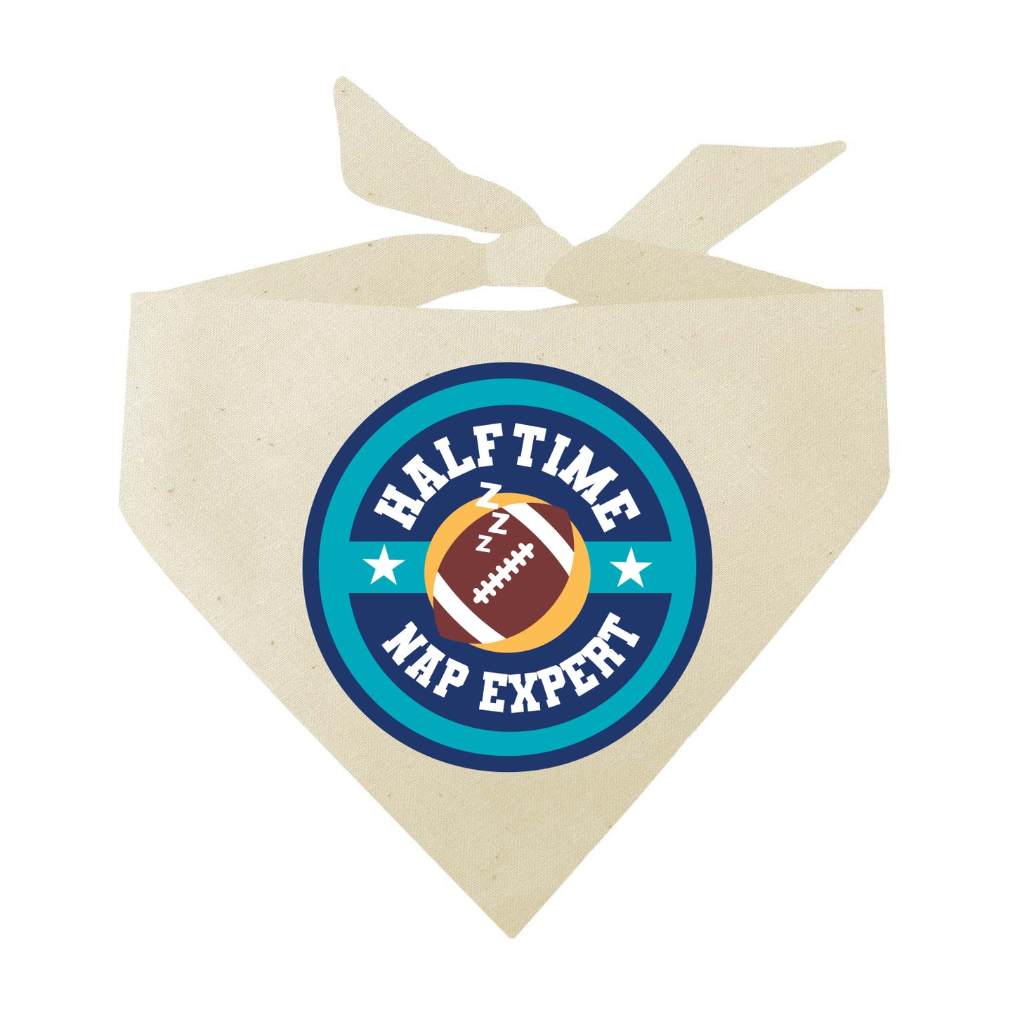 Halftime Nap Expert Dog Bandana | 100% Natural Cotton Triangle | Made in USA | Funny Football Pet Accessory