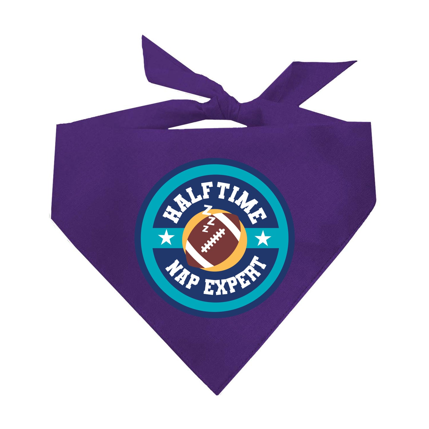 Halftime Nap Expert Dog Bandana | 100% Natural Cotton Triangle | Made in USA | Funny Football Pet Accessory