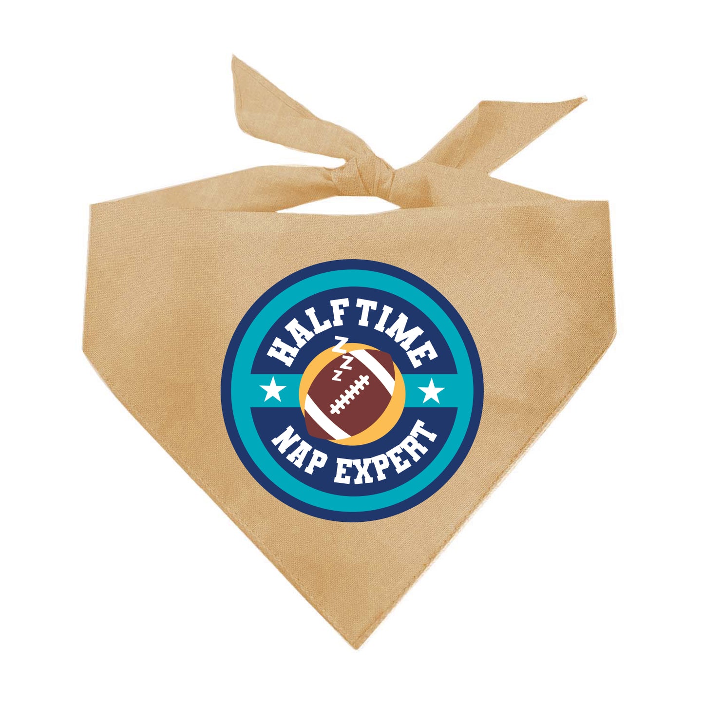 Halftime Nap Expert Dog Bandana | 100% Natural Cotton Triangle | Made in USA | Funny Football Pet Accessory