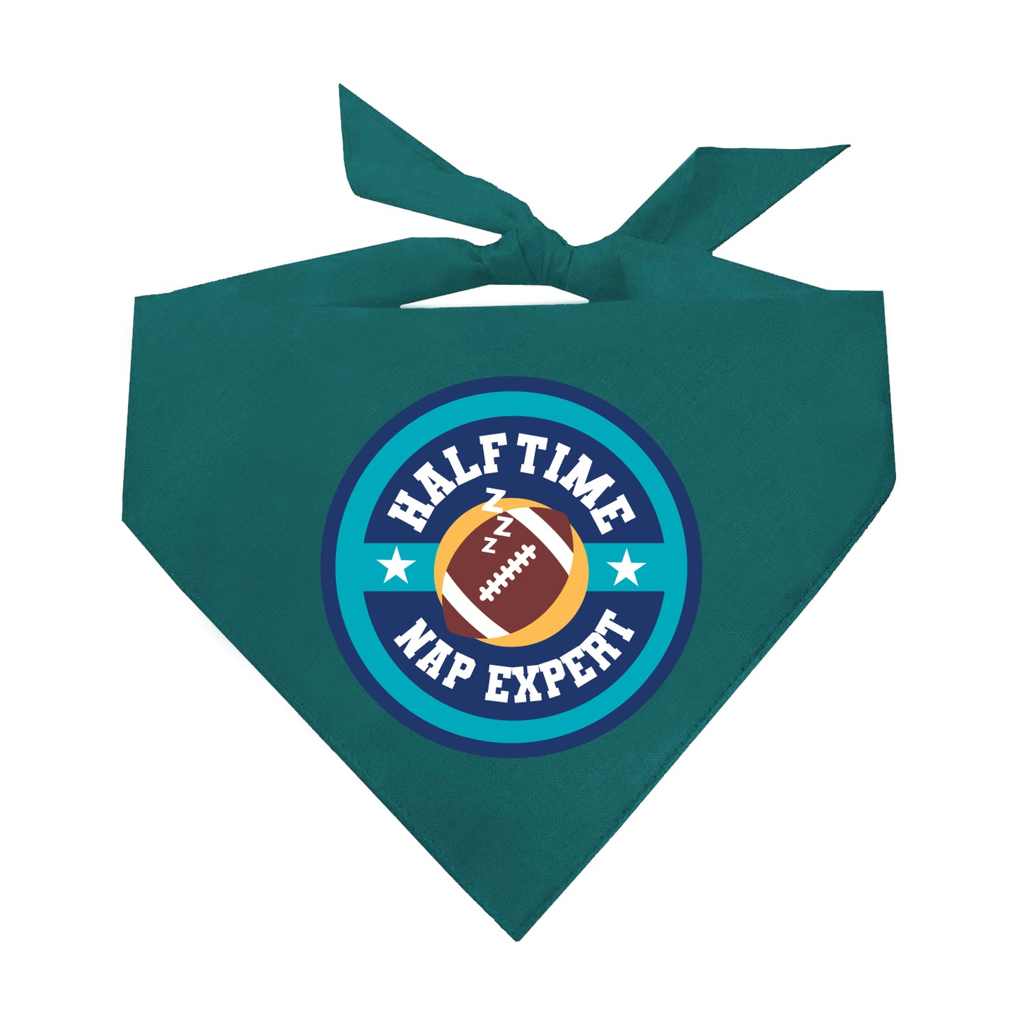 Halftime Nap Expert Dog Bandana | 100% Natural Cotton Triangle | Made in USA | Funny Football Pet Accessory