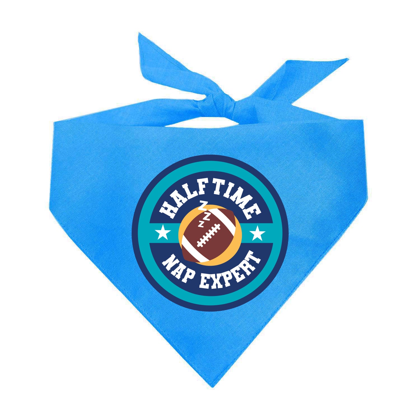 Halftime Nap Expert Dog Bandana | 100% Natural Cotton Triangle | Made in USA | Funny Football Pet Accessory