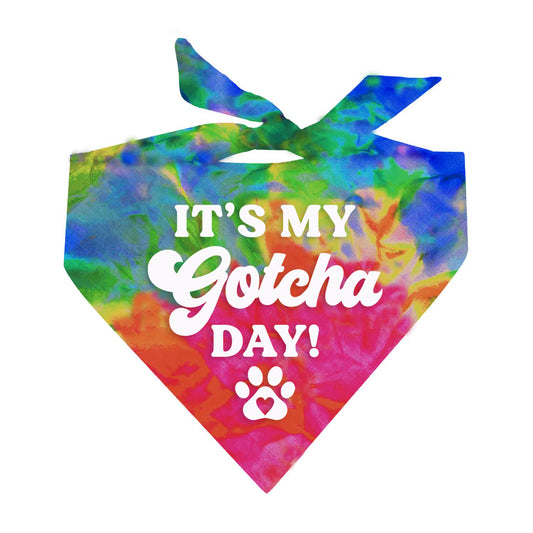 It's My Gotcha Day Tie Dye Scrunch Triangle Dog Bandana