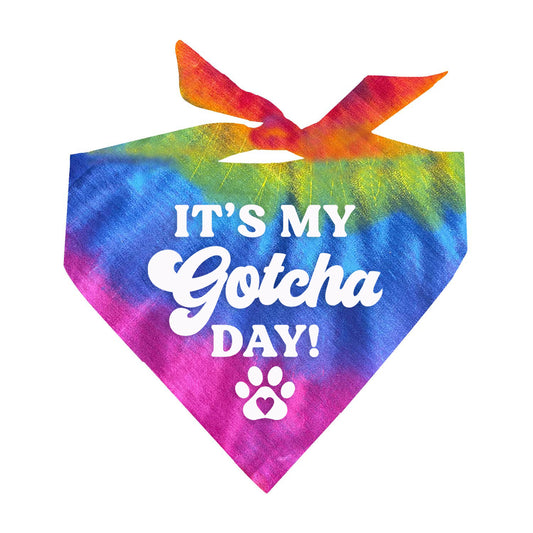 It's My Gotcha Day Tie Dye Swirl Triangle Dog Bandana