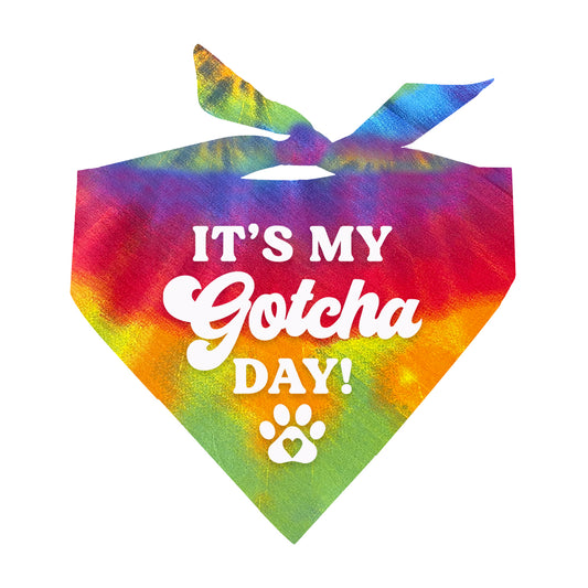 It's My Gotcha Day Tie Dye Swirl Triangle Dog Bandana