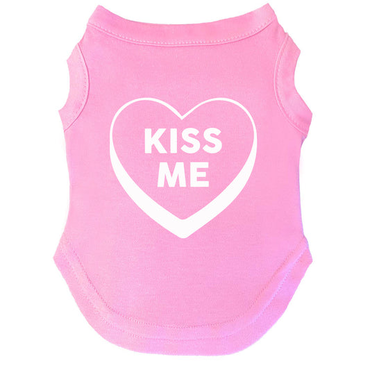 Kiss Me Candy Heart Valentine's Day Dog Tee