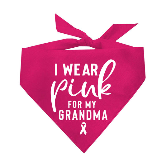 I Wear Pink For My Grandma Triangle Dog Bandana