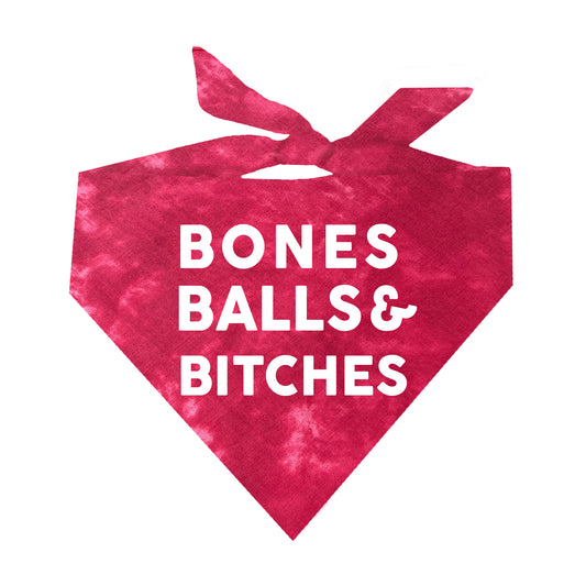 Bones Balls and Bitches Scrunch Tie Dye Pattern Triangle Dog Bandana