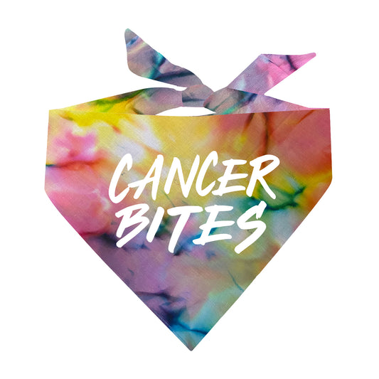 Cancer Bites Scrunch Tie Dye Pattern Triangle Dog Bandana