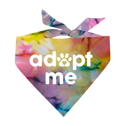 Adopt Me Heart Paw Scrunch Tie Dye Pattern Triangle Dog Bandana