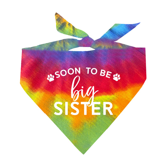 Soon To Be Big Sister Tie Dye Pattern Triangle Dog Bandana