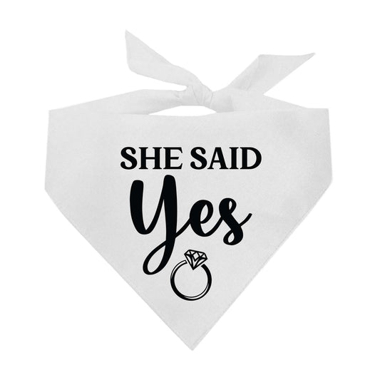 She Said Yes (Black) Wedding Triangle Dog Bandana