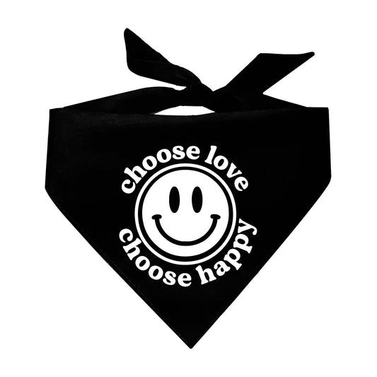 Choose Love Choose Happy Triangle Dog Bandana (Assorted Colors)