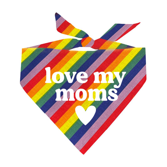 Love My Moms LGBTQ Rainbow Triangle Dog Bandana