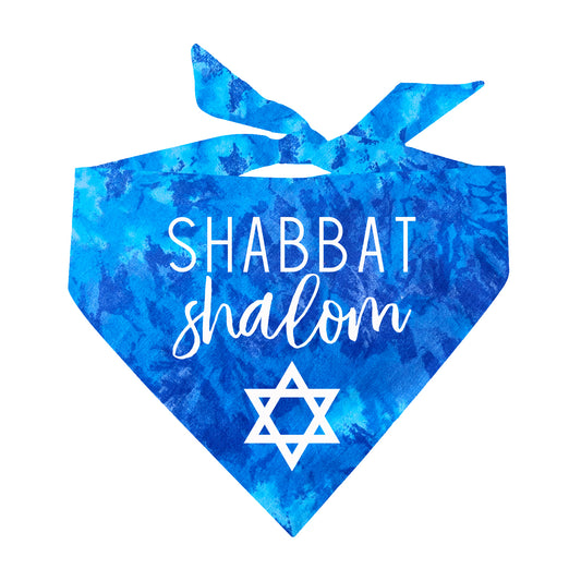 Shabbat Shalom Tie Dye Triangle Dog Bandana