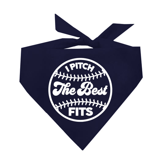 I Pitch The Best Fits Baseball Fan Triangle Dog Bandana (Assorted Colors)