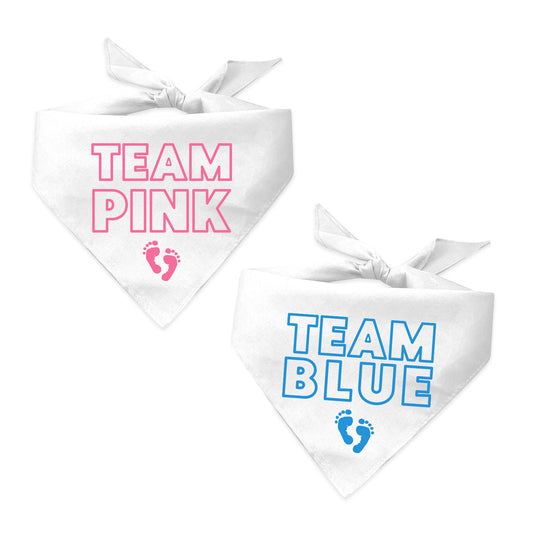Team Blue / Team Pink in Color Printed Gender Reveal Triangle Dog Bandana (Sold Separately)