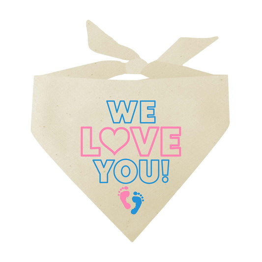 We Love You Pink/Blue Gender Reveal Announcement Triangle Dog Bandana
