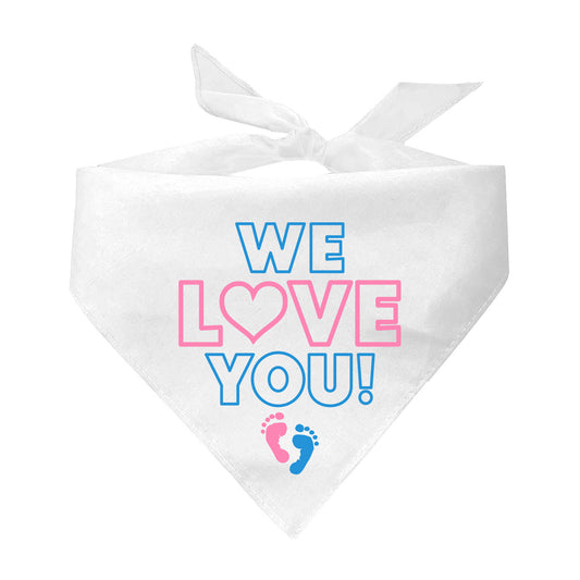 We Love You Pink/Blue Gender Reveal Announcement Triangle Dog Bandana