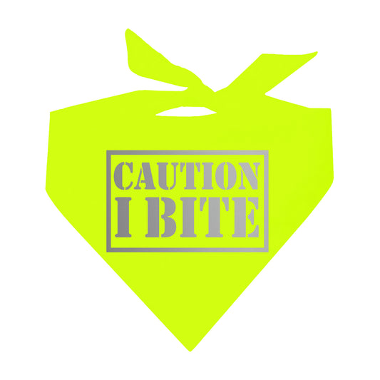 Caution I Bite Reflective Neon Triangle Dog Bandana