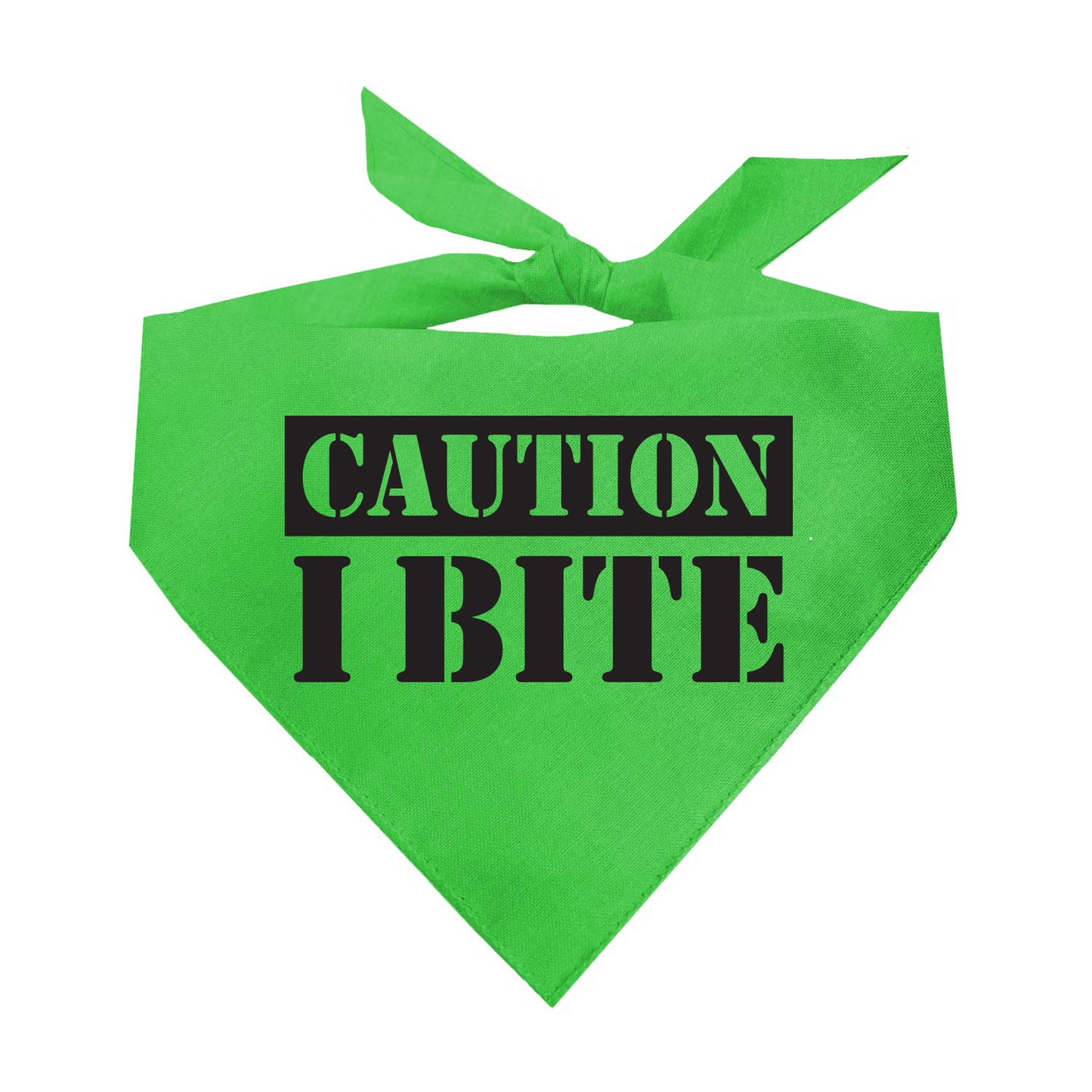 Caution I Bite Triangle Dog Bandana