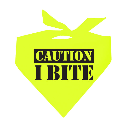 Caution I Bite Neon Triangle Dog Bandana