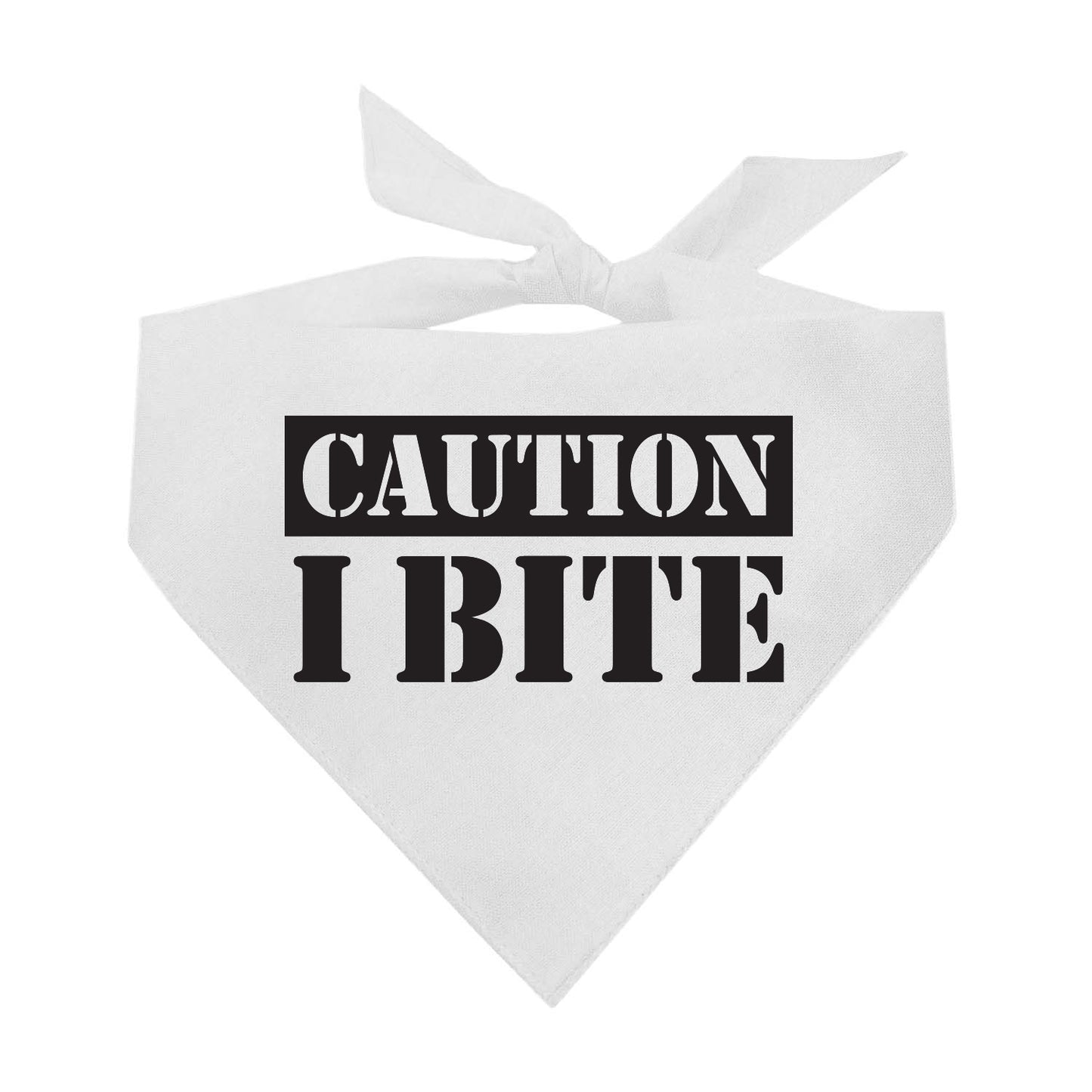 Caution I Bite Triangle Dog Bandana