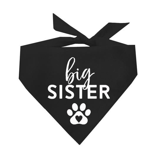 Big Sister Heart Paw Triangle Dog Bandana