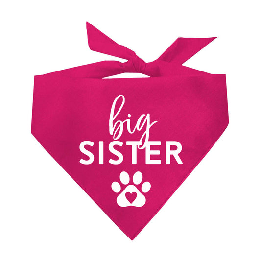 Big Sister Heart Paw Triangle Dog Bandana