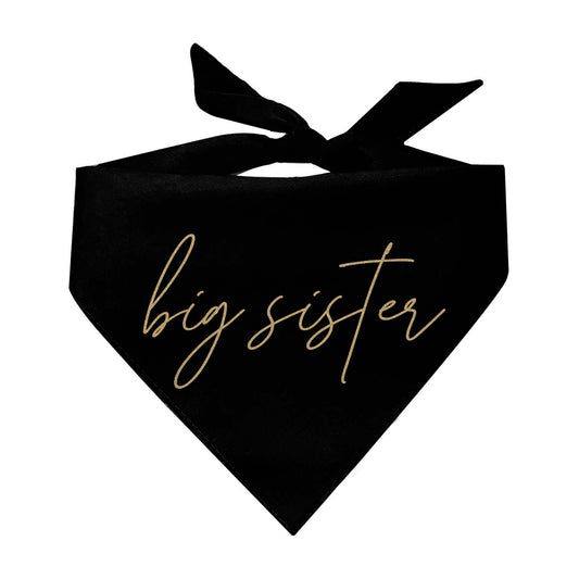 Big Sister Elegant Triangle Dog Bandana (Gold Print)