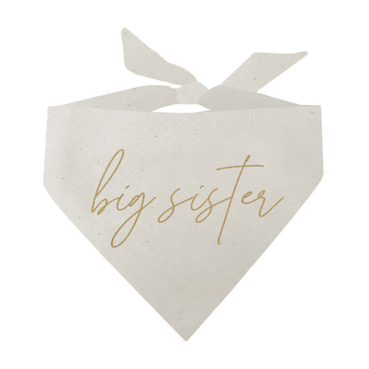 Big Sister Elegant Triangle Dog Bandana (Gold Print)