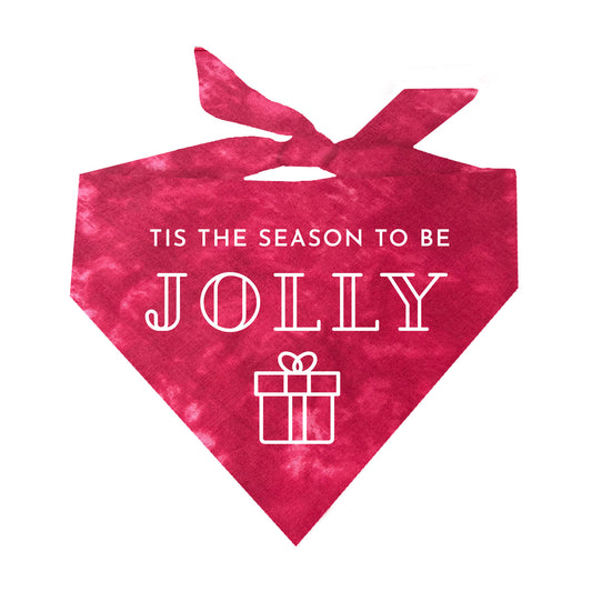 Tis' The Season To Be Jolly Tie Dye Triangle Dog Bandana