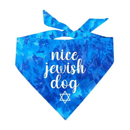 Nice Jewish Dog Hanukkah Tie Dye Triangle Dog Bandana
